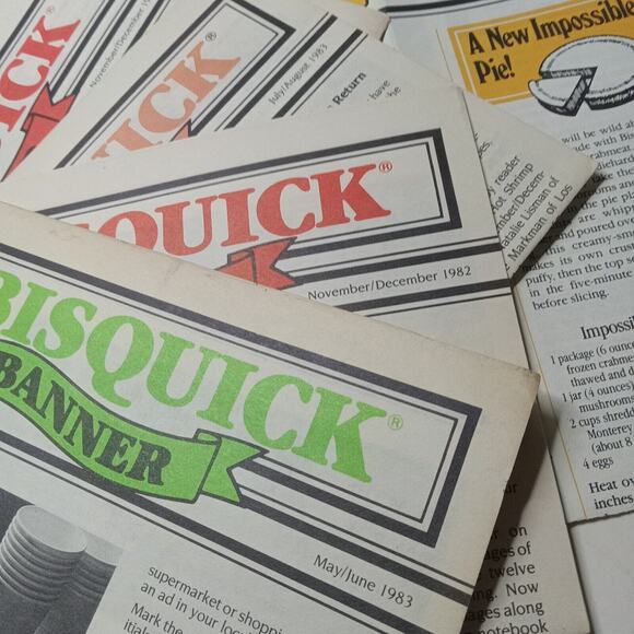 Bisquick Banners 1980's Granny Core Cooking Recipe Vintage Collection - Picture 3 of 7